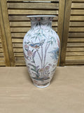 Handpainted Chinoiserie Porcelain Vase Crane And Floral Vase