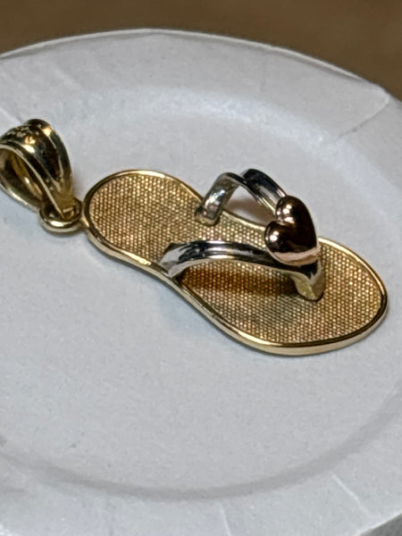 14K Gold Flip Flop Pendant