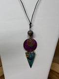 Layered Metal Pendant on Cord