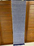 Blue And White Textured Tablecloth Runner With Fringe