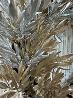 Metallic Gold & Silver Faux Leaf Pre-Lit Wreath (WORKS)