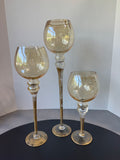 3-Piece Kirklands Charisma Amber Glass Candle Holders in Box