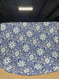 Ralph Lauren Style Blue And Grey Floral Round Table Cloth