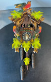 Hand Carved & Painted Vintage Wooden German Black Forest Musical Cuckoo Clock with Pendulum and Weights
