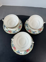 (H) 12-Piece Royal Doulton England The Majesty Collection Floradora Cream Soup Bowls & Saucers Set