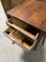 Rustic Drop Side End Table with 2 Drawers