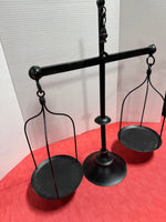 Rustic Farmhouse Black Metal Lightweight Balancing Scale Candle Holder or Plant Stand