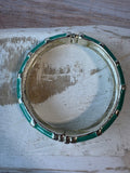 Turquoise Enamel & Silver Tone Hinged Cuff Bracelet