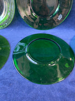 7 Piece Lot of Vintage Green Glass Plates