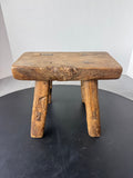 Rustic Primitive Wooden Mortise & Tenon Legged Mini Stool