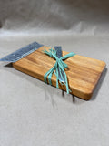 Wood Cheese Board With Silver Leaf End And Silver Knife