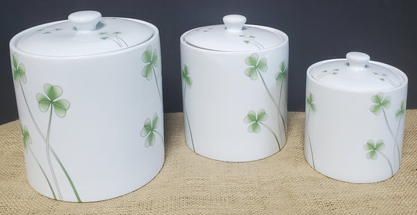 Set of 3 Marcus Notley Shamrock Canisters