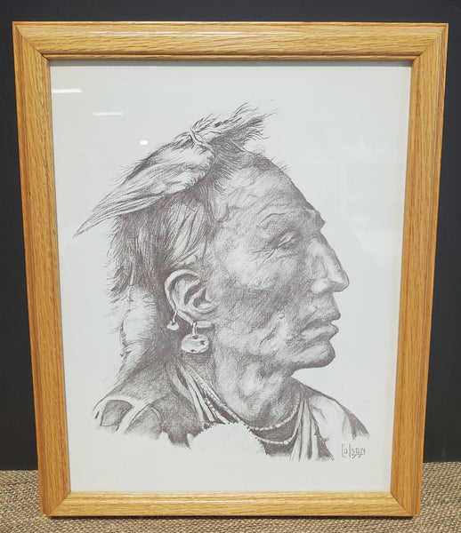 Drawing of a Native American Man Print by Colson