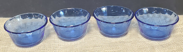 Set of 4 Pyrex Cobalt Blue Custard/Fruit Bowls
