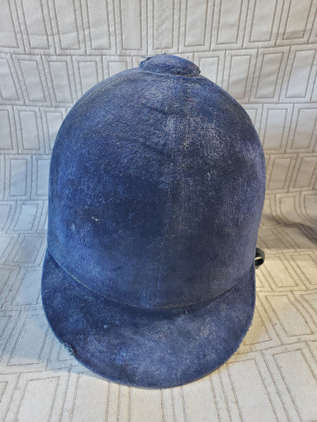 Blue Velvet Equestrian Riding Hat—APPEARS TO BE A SIZE SMALL