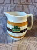 Vintage Carrigaline Pottery Brown Striped Cream Pitcher and Saucer Set