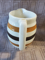 Vintage Carrigaline Pottery Brown Striped Cream Pitcher and Saucer Set