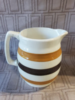 Vintage Carrigaline Pottery Brown Striped Cream Pitcher and Saucer Set