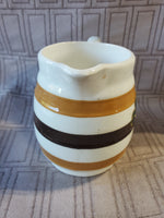 Vintage Carrigaline Pottery Brown Striped Cream Pitcher and Saucer Set