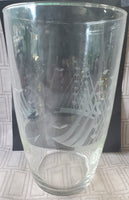 Vintage Etched Clear Glass Clipper Ship Vase