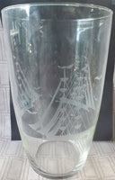 Vintage Etched Clear Glass Clipper Ship Vase