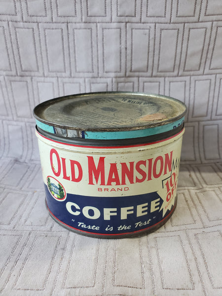 Vintage 1950s Old Mansion Brand Coffee Tin