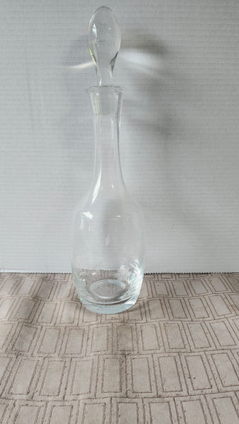 (B) Vintage Etched Leaf Decanter