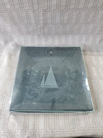 Etched Clear Glass Sailboat Decorative Plate