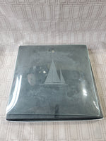 Etched Clear Glass Sailboat Decorative Plate