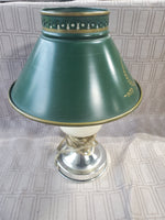 Small Cream Desk Lamp with Green Metal Lamp Shade WORKS