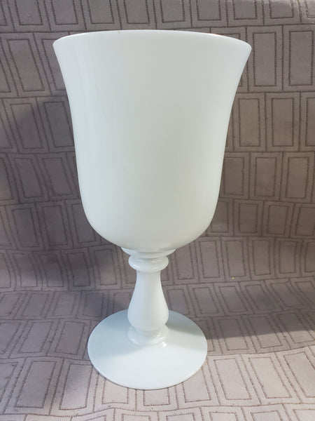 Footed White Glass Vase