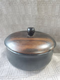 Vintage Brushed Lacquer Round Wooden Box