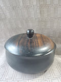 Vintage Brushed Lacquer Round Wooden Box