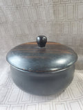 Vintage Brushed Lacquer Round Wooden Box