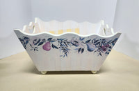 Vintage Wooden Hand Painted Scalloped Edged Basket