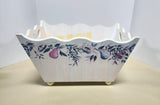 Vintage Wooden Hand Painted Scalloped Edged Basket