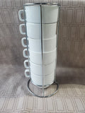 Set of 6 White World Market Stacking Mugs with Stand (2 AVAILABLE PRICED INDIVIDUALLY AT $25 EACH)