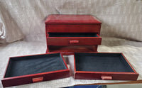 Vintage Red Toned Wooden Jewelry Box