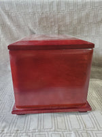 Vintage Red Toned Wooden Jewelry Box