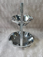 Vintage Metal and Metallic Glass 2 Tiered Serving Tray