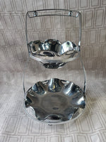 Vintage Metal and Metallic Glass 2 Tiered Serving Tray