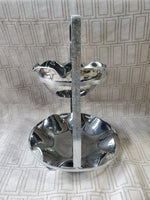 Vintage Metal and Metallic Glass 2 Tiered Serving Tray