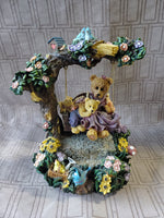 Bears on a Swing Music Box Figurine WORKS