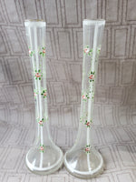 Vintage Pair of Hand Painted Czechoslovakian Bud Vases