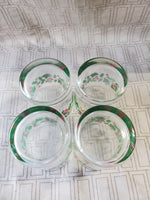 Set of 4 Holly Berry Clear Glass Cocktail Glasses