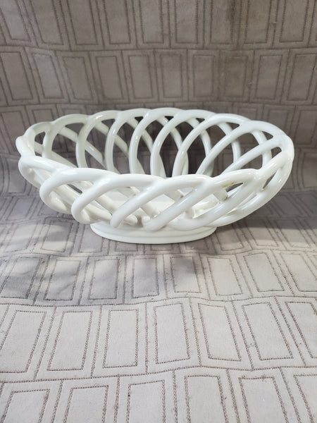 Vintage White Ceramic Basket