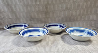 Set of 4 Royal Norfolk Blue Bands Stoneware Soup Bowls