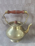 Vintage Brass and Wooden Teapot