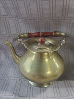 Vintage Brass and Wooden Teapot