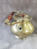 Vintage Brass and Wooden Teapot